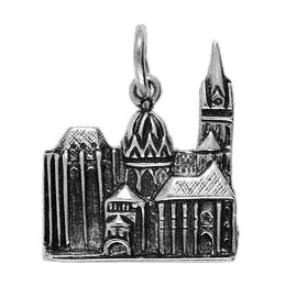 Anhänger Aachen, Dom in echt Sterling-Silber 925 oder Gold, Charm, Ketten- oder Bettelarmband-Anhänger
