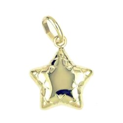 Anhänger Stern in echt Gelbgold 585, Charm, Ketten- oder Bettelarmband-Anhänger