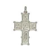 Anhänger Kreuz mit Marienbild in echt Sterling-Silber 925 & Gold, Ketten- oder Schlüssel-Anhänger