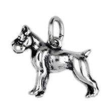 Anhänger Boxer, Hund in echt Sterling-Silber 925 oder Gold, Charm, Ketten- oder Bettelarmband-Anhänger