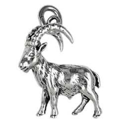 Anhänger Steinbock, Tierkreiszeichen, Sternzeichen in echt Sterling-Silber 925 oder Gold, Ketten- oder Schlüssel-Anhänger