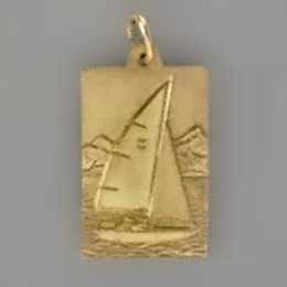 Anhänger Seegelboot, Jolle, Plättchen in echt Sterling-Silber 925 und Gold, Ketten- oder Schlüssel-Anhänger