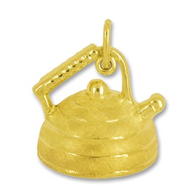 Anhänger Teekessel in echt Gold, Charm, Ketten- oder Bettelarmband-Anhänger