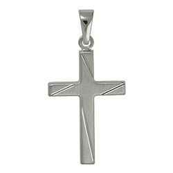 Anhänger Kreuz in echt Sterling-Silber 925 seidenmatt diamantiert, Ketten- oder Schlüssel-Anhänger