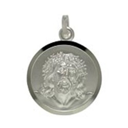 Anhänger Jesus Kopf Plättchen in echt Sterling-Silber 925, Charm, Ketten- oder Bettelarmband-Anhänger