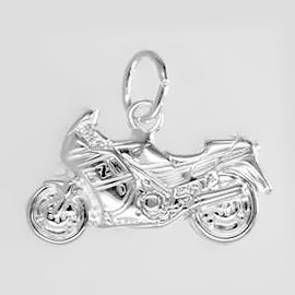 Anhänger FZ 750 Motorrad in echt Sterling-Silber oder Gold, Charm, Ketten- oder Bettelarmband-Anhänger