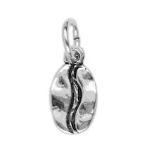 Anhänger Kaffeebohne in echt Sterling-Silber 925 oder Gold, Charm, Ketten- oder Bettelarmband-Anhänger