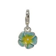 Anhänger Blume in echt Sterling-Silber 925 emailliert, Charm, hochwertiger Ketten- oder Bettelarmband-Ein-/Anhänger