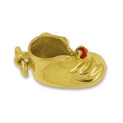 Anhänger Babyschuh in echt Gold mit Rubin, Charm, Ketten- oder Bettelarmband-Anhänger