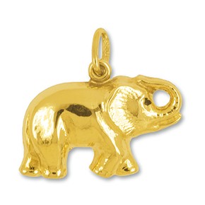 Anhänger Elefant in echt Gelbgold, Charm, Kettenanhänger oder Bettelarmband-Anhänger 