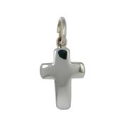 Anhänger, Charm Kreuz in echt Sterling-Silber 925 oder Gelbgold 333 oder 585, Ketten- oder Bettelarmband-Anhänger