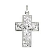 Anhänger Kreuz in echt Sterling-Silber 925 weiß, hochwertiger Ketten- oder Schlüssel-Anhänger