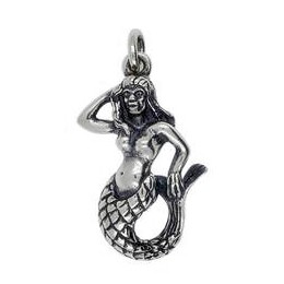 Anhänger Meerjungfrau, Nixe, Seejungfrau, Fischweib, Wasserfrau in echt Sterling-Silber 925 oder Gold, Ketten- oder Schlüssel-Anhänger