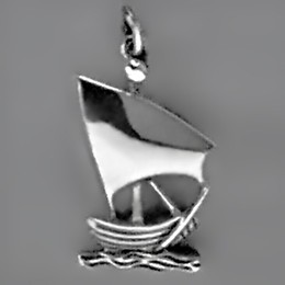 Anhänger Dschunke, chinesisches Segelschiff in echt Sterling-Silber 925 oder Gold, Charm, Ketten- oder Bettelarmband-Anhänger