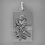 Anhänger Eishockeyspieler, Plättchen in echt Sterling-Silber 925 oder Gold, Charm, Ketten- oder Bettelarmband-Anhänger