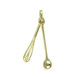 Anhänger Schneebesen & Kochlöffel in echt Sterling-Silber 925 oder Gold, Ketten- oder Schlüssel-Anhänger