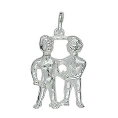 Anhänger Zwillinge, Sternzeichen, Tierkreiszeichen in echt Sterling-Silber 925 oder Gold, Charm, Ketten- oder Bettelarmband-Anhänger
