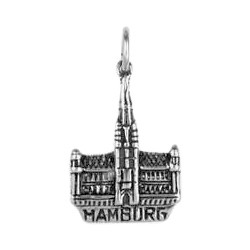 Anhänger Hamburg, Rathaus in echt Sterling-Silber 925 oder Gold, Charm, Ketten- oder Schlüssel-Anhänger