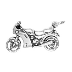 Anhänger Supersportler Motorrad in echt Sterling-Silber 925 und Gold, Ketten- oder Schlüssel-Anhänger