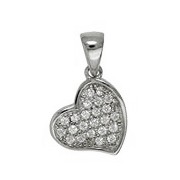 Anhänger Herz in echt Sterling-Silber 925 mit Zirkoniasteinen, Charm, Ketten- oder Bettelarmband-Anhänger