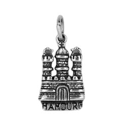 Anhänger Hamburg, Landeswappen in echt Sterling-Silber 925 oder Gold, Charm, Ketten- oder Bettelarmband-Anhänger