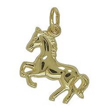 Anhänger Pferd in echt Sterling-Silber 925 oder Gelbgold, Charm, Ketten- oder Bettelarmband-Anhänger