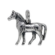 Anhänger Pferd in echt Sterling-Silber 925 oder Gold, Charm, Ketten- oder Bettelarmband-Anhänger