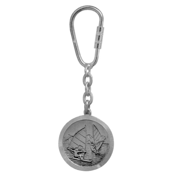 Schlüsselanhänger Windsurfer in echt Sterling-Silber 925 mit Schlüsselring und Kette