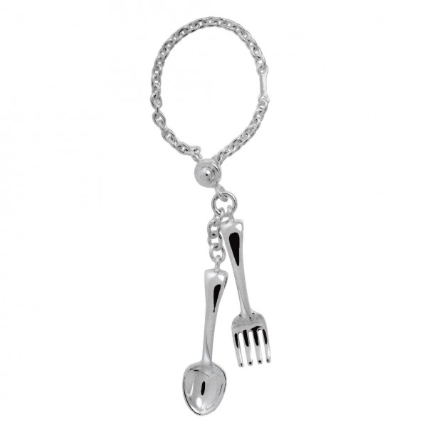 Anhänger Gabel & Löffel mit Schlüsselkette echt Sterling-Silber 925
