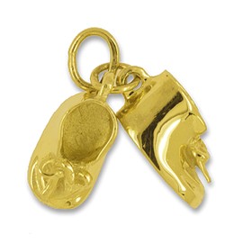 Anhänger Babyschuhe, Paar in echt Silber oder Gold, Charm, Ketten- oder Bettelarmband-Anhänger