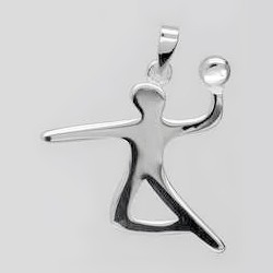 Anhänger Handballer in echt Sterling-Silber oder Gold, Charm, Ketten- oder Bettelarmband-Anhänger
