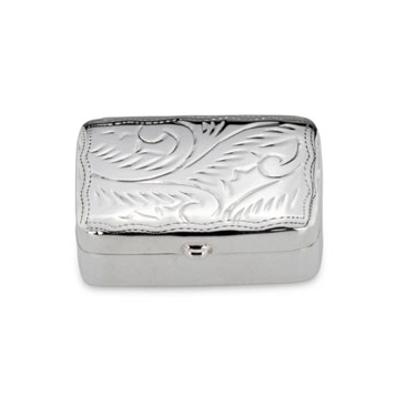 Pillendose in echt Sterling-Silber 925 rechteckig, graviert