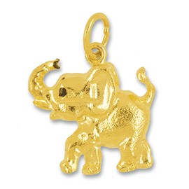 Anhänger Elefant halbplastisch in echt Gelbgold, Charm, Kettenanhänger oder Bettelarmband-Anhänger 