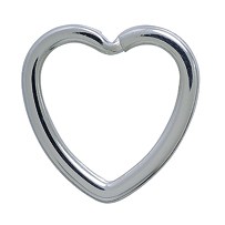 Spaltring-Herz-Karabiner, Schlüsselring, Schlüsselmechanik in echt Silber 925 für Anhänger.