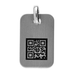 Anhänger Gravurplatte mit QR Code "I love you" in echt Edelstahl oxidiert