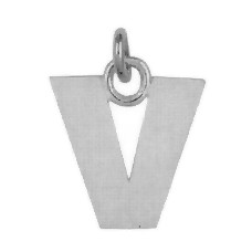 Anhänger Buchstabe "V" in echt Sterling-Silber 925 weiß, Ketten- oder Schlüssel-Anhänger