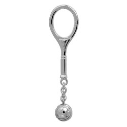 Schlüsselanhänger Tennisball mit Tennisschläger als Karabiner in echt Sterling-Silber 925