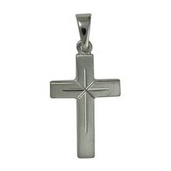 Anhänger Kreuz in echt Sterling-Silber 925 seitenmatt, Charm, Ketten- oder Bettelarmband-Anhänger