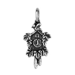 Anhänger Kuckucksuhr in echt Sterling-Silber 925 oder Gold, Charm, Ketten- oder Bettelarmband-Anhänger