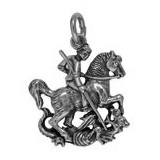 Anhänger Märtyrer, Nothelfer Heiliger Georg in echt Sterling-Silber 925 oder Gold, Ketten- oder Schlüssel-Anhänger