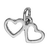Anhänger Herz doppelt in echt Sterling-Silber 925 oder Gold, Charm, Ketten- oder Bettelarmband-Anhänger