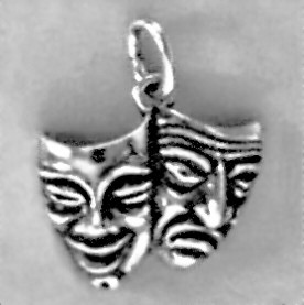 Anhänger Maske lachend & weindend - Komödie Tragödie in echt Sterling-Silber 925 oder Gold, Charm, Ketten- oder Bettelarmband-Anhänger