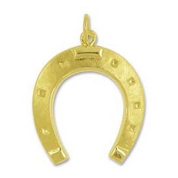 Anhänger Hufeisen in echt Gelbgold mattiert, Ketten- oder Schlüssel-Anhänger