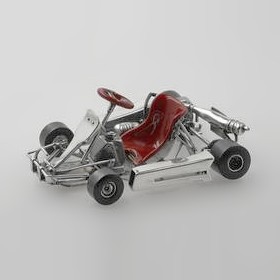 Zierfigur Go-Kart in echt Sterling-Silber 925 lackiert, Miniatur, Standmodell