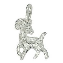 Anhänger Widder, Sternzeichen in echt Sterling-Silber 925 weiß, Charm, Ketten- oder Bettelarmband-Anhänger