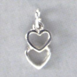 Anhänger Doppelherz in echt Sterling-Silber 925 oder Gold, Charm, Ketten- oder Bettelarmband-Anhänger