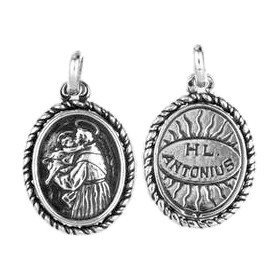 Anhänger Heiliger St. Antonius von Padua in echt Sterling-Silber 925 oder Gold, Ketten- oder Schlüssel-Anhänger