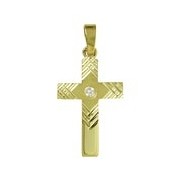 Anhänger Kreuz in echt Gelbgold 333 oder 585 mit Zirkonia, Charm, Ketten- oder Bettelarmband-Anhänger