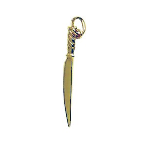 Anhänger Fleischer-, Metzger-, Schlachtermesser in echt Sterling-Silber 925 oder Gold, Charm, Ketten- oder Bettelarmband-Anhänger