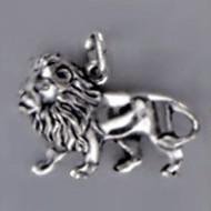 Anhänger Löwe, Tierkreiszeichen in echt Sterling-Silber 925 teilgeschwärzt, Charm, Ketten- oder Bettelarmband-Anhänger